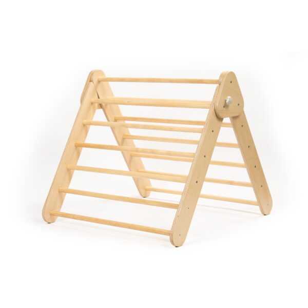 Natural wood Pikler triangle climber for safe indoor climbing and active play