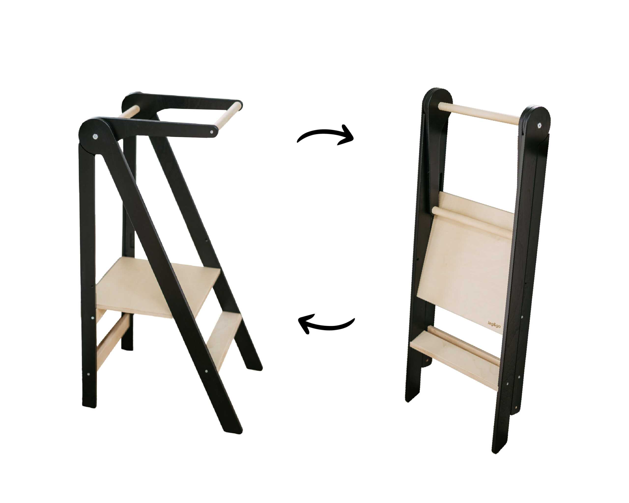 Ultra slim foldable kitchen tower shown folding flat for quick storage and everyday use