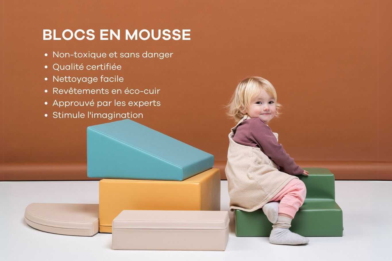 Blocs De Mousse D'escalade Bébé - Lot 4 Pièces (triangle, Carré, Demi-cercle, Marche) | Jouet éducatif Intérieur/extérieur