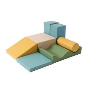 soft play blocks beige turquoise icon