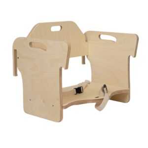 High chair add-on for transformable kitchen tower, providing a secure toddler seating option